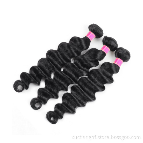 Factory Wholesale Cuticle Aligned Grade 10A Peruvian Deep Loose Wave Virgin Hair Bundles With Closure
